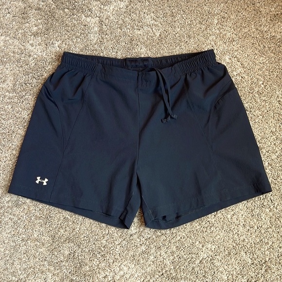 UA running shorts black hidden zip pocket on back drawstring on inside small - Picture 1 of 3